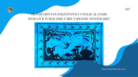 Transform Your Room into a Magical Oasis with Our Turquoise Fairy Tapestry-Poster Size!