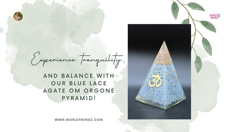 Experience tranquility and balance with our Blue Lace Agate Om Orgone Pyramid! ✨🕉️
