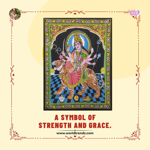 Goddess Durga Deity Tapestry Sequined