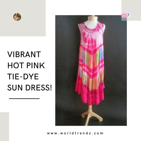 Sun Dress-Tie Dye (Wide Band Tie-Dye Hot Pink)
