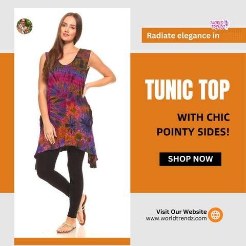 Purple Tie Dye Tunic Top-Pointy Sides