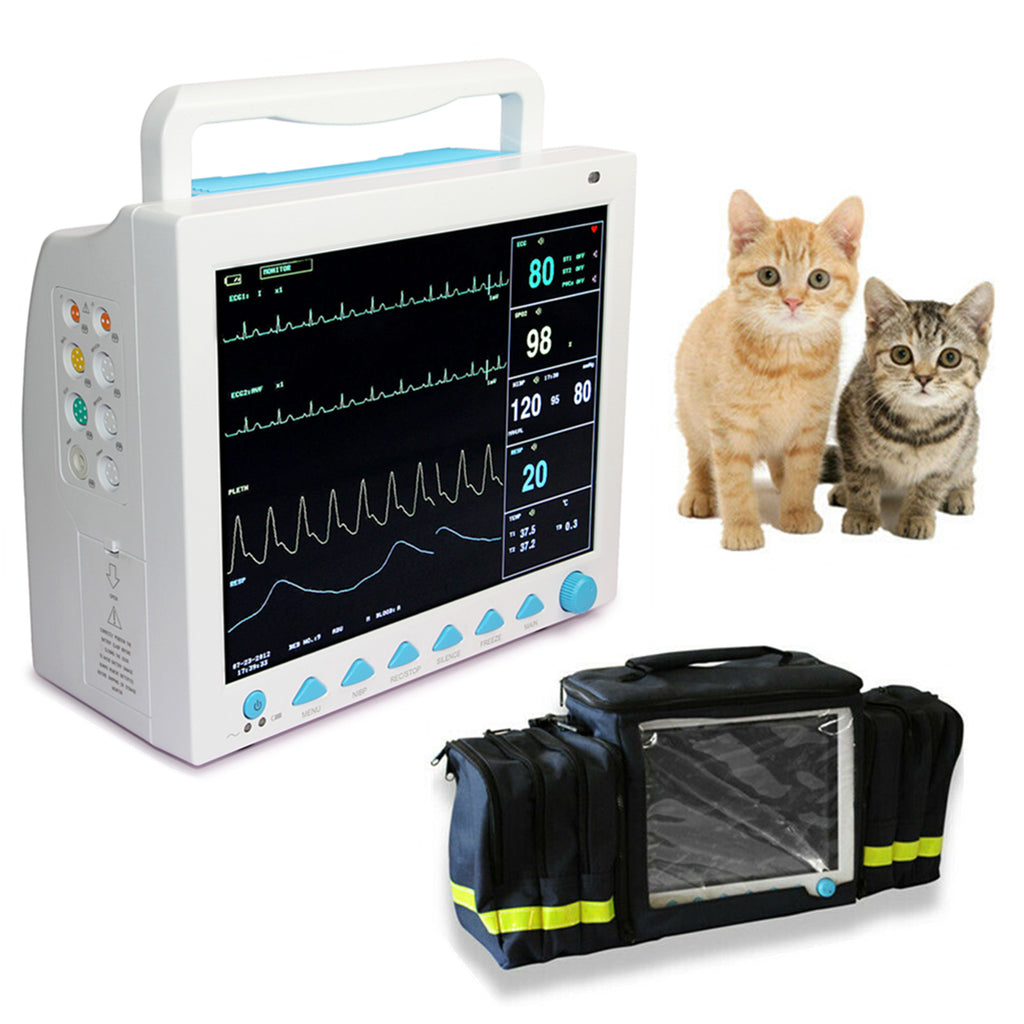 CMS8000VET Veterinary Patient Monitor Vital Signs 6 parameter +Free bag