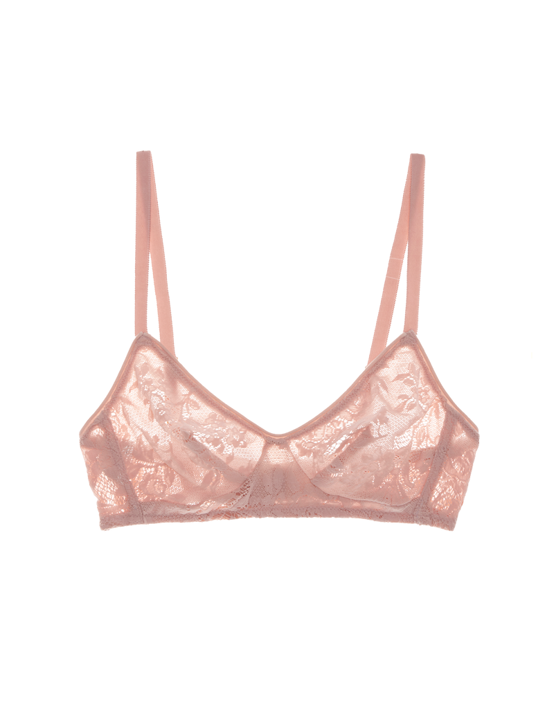 beige lace wireless bralette by Araks