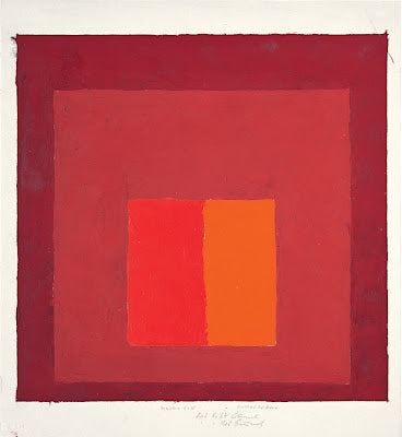 Shades of red and orange painted into a square.