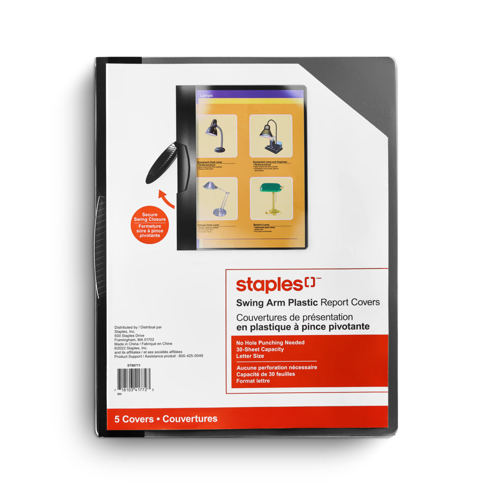 Image of Staples Document Report Covers - Black - 5 Pack