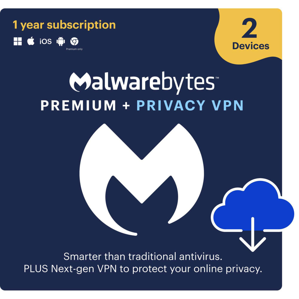 Image of Malwarebytes Premium + Privacy VPN - 2 Device - 1 Year Subscription - Bilingual [Digital Download]