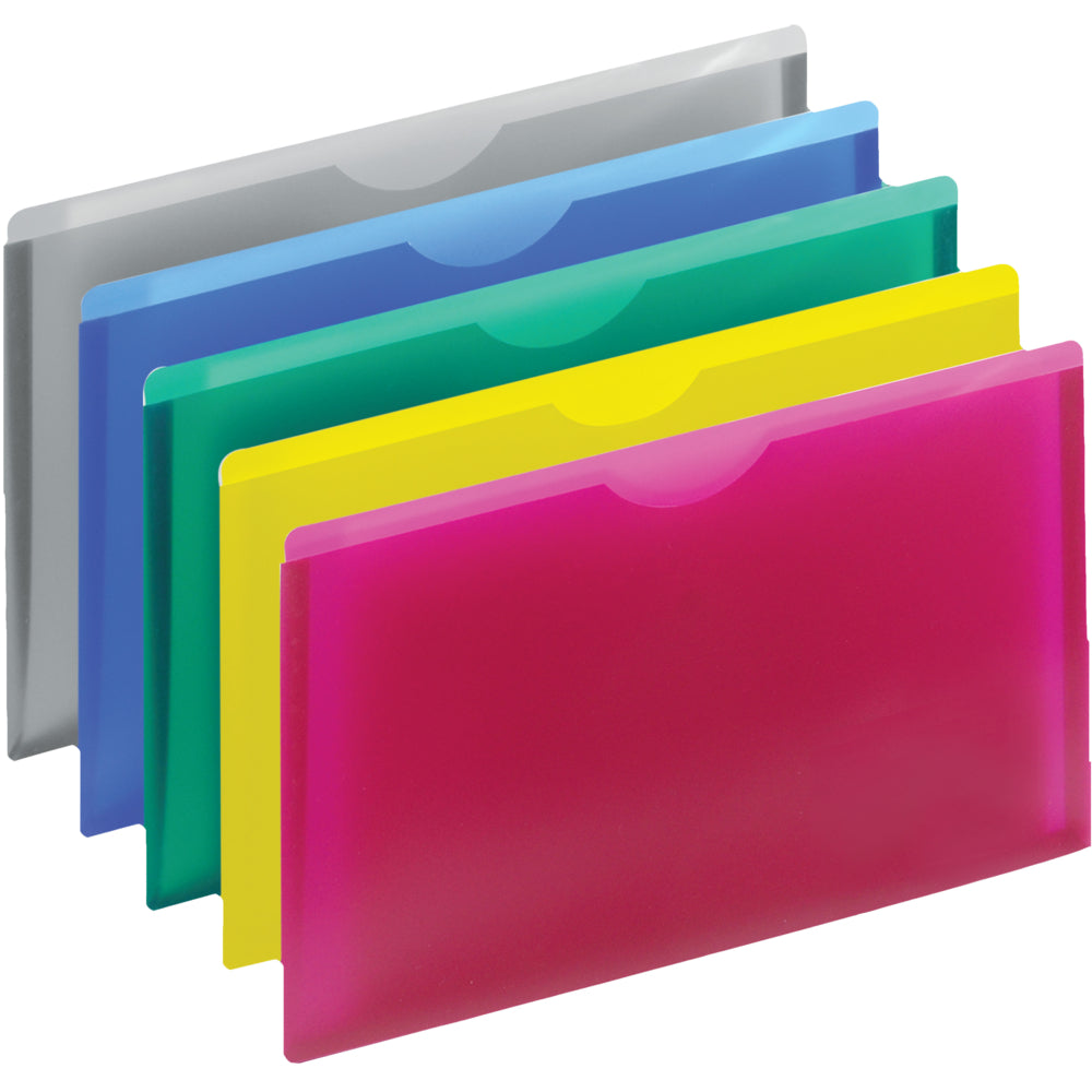 Image of Staples 1" Expandable File Jackets - Legal Size - Assorted Colours - 5 Pack