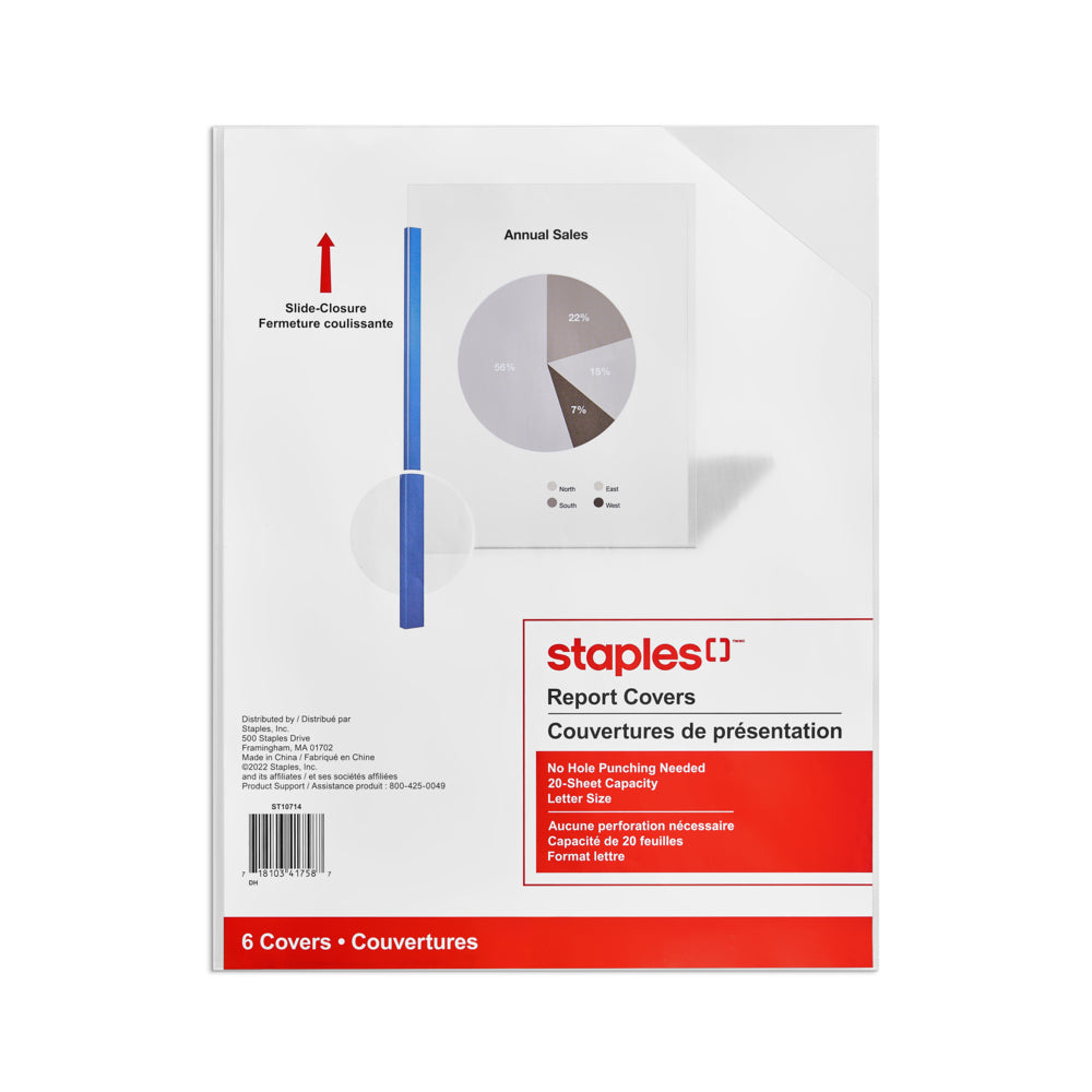 Image of Staples Slide-Grip Report Cover - 6 Pack