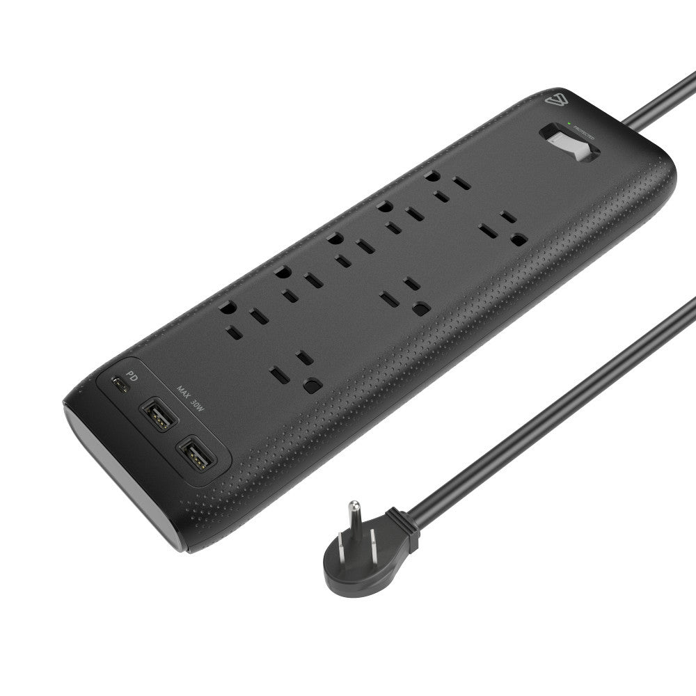 Image of BlueDiamond 8-Outlet Surge Protector with USB-C/USB-A - 8' Cord - Black