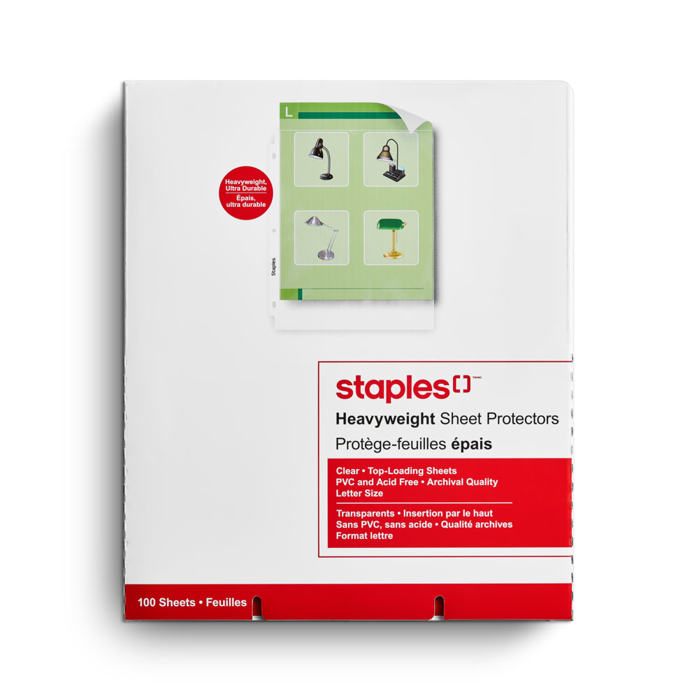 Image of Staples Letter Size Clear Heavyweight Sheet Protectors - 100 Pack