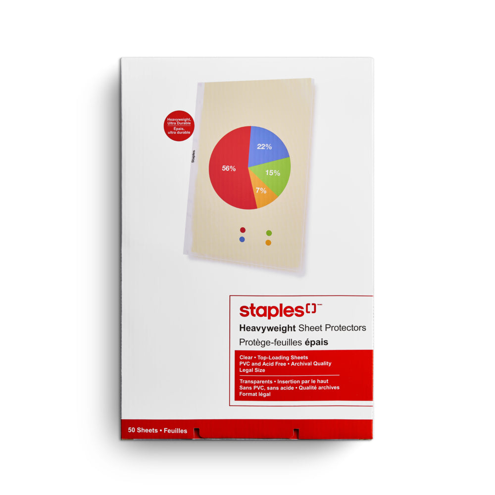 Image of Staples Legal Size Sheet Protector - Mfr's# 75287 - Clear, 50 Pack