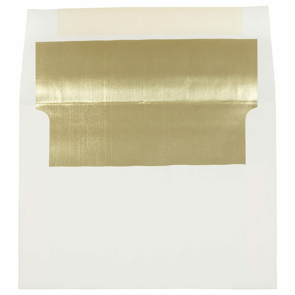 Image of JAM Paper A7 Foil Lined Invitation Envelopes - 5.25 x 7.25 - Ecru with Gold Foil - 25 Pack