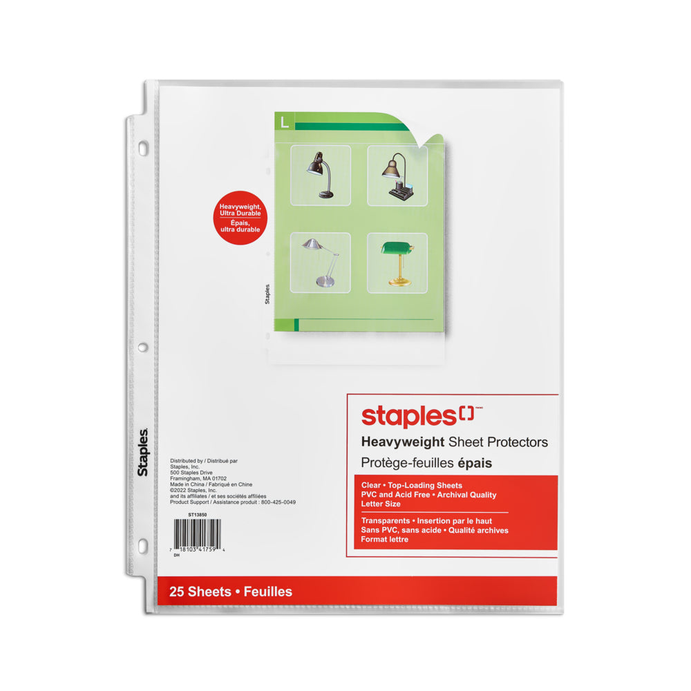 Image of Staples Clear Heavyweight Sheet Protectors - 25 Pack