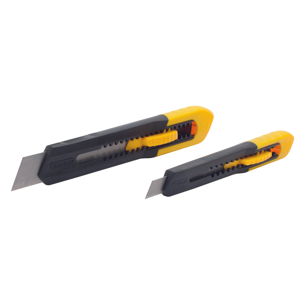 Image of Stanley Quick Point Snap-Off Blade Knives (9mm and 18mm) - 2 Pack, Yellow