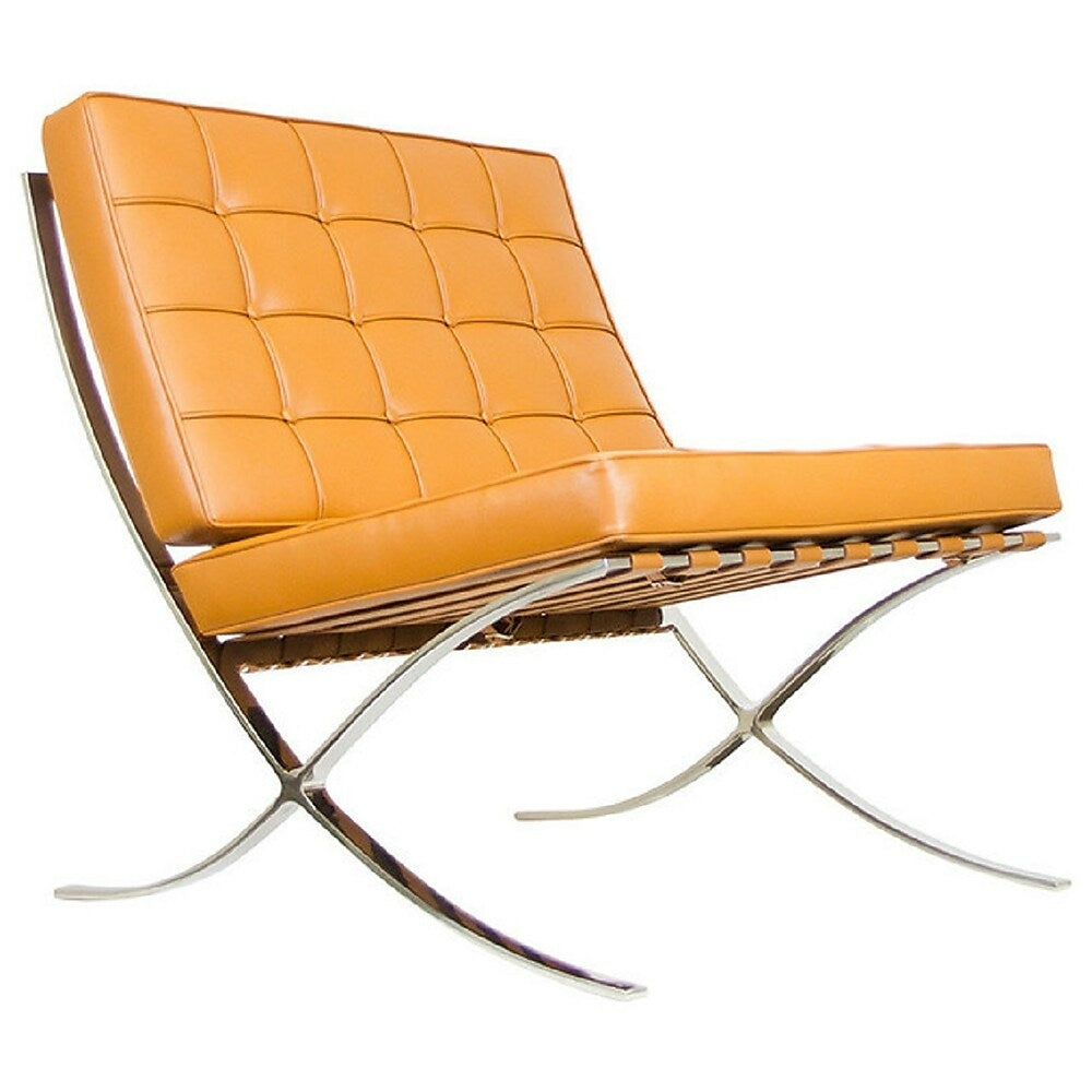 Image of Nicer Furniture Replica Mies van der Rohe Barcelona Leather Chair, Orange