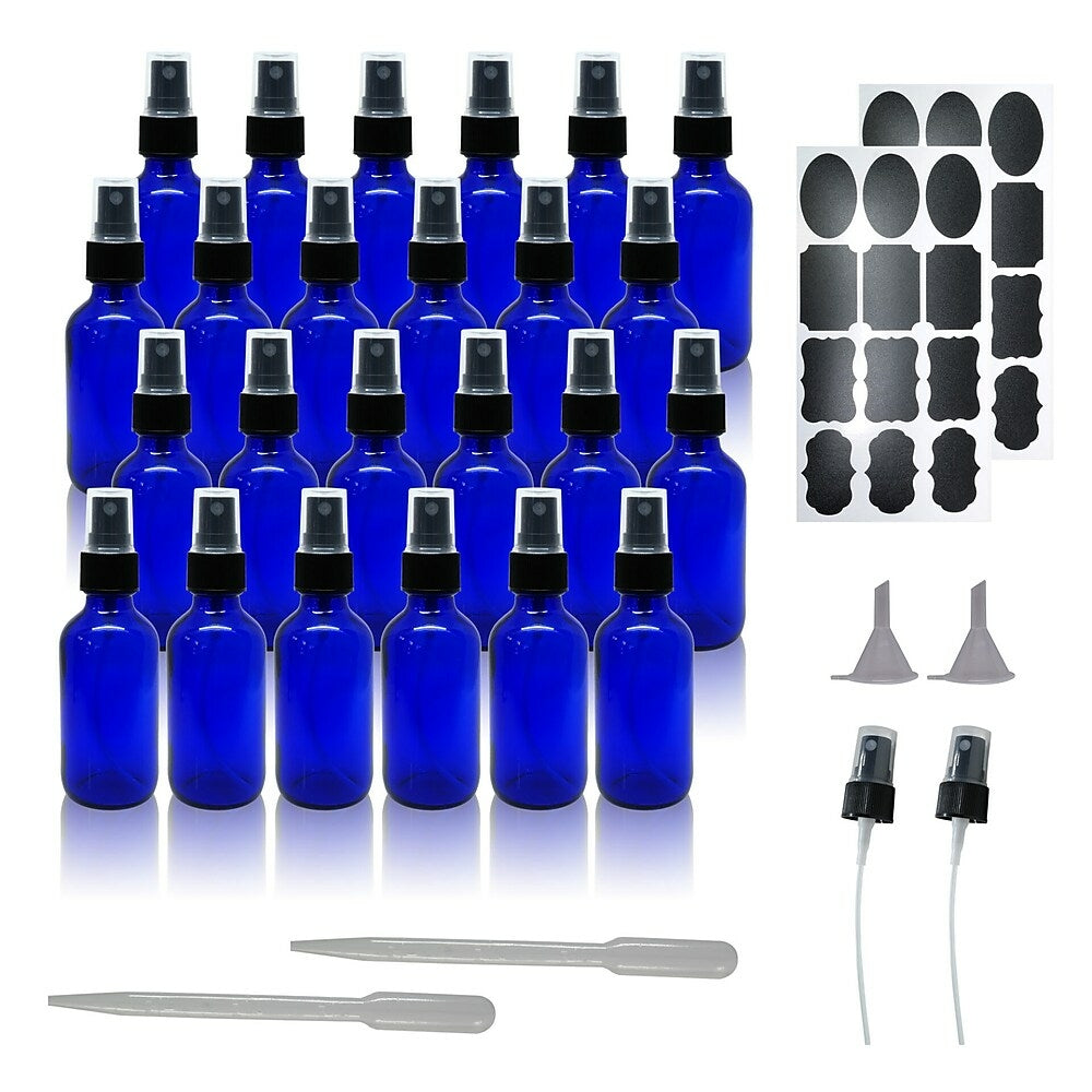 Image of Wamaco 2oz Glass Bottle with Pump Spray, Blue, 24 Pack