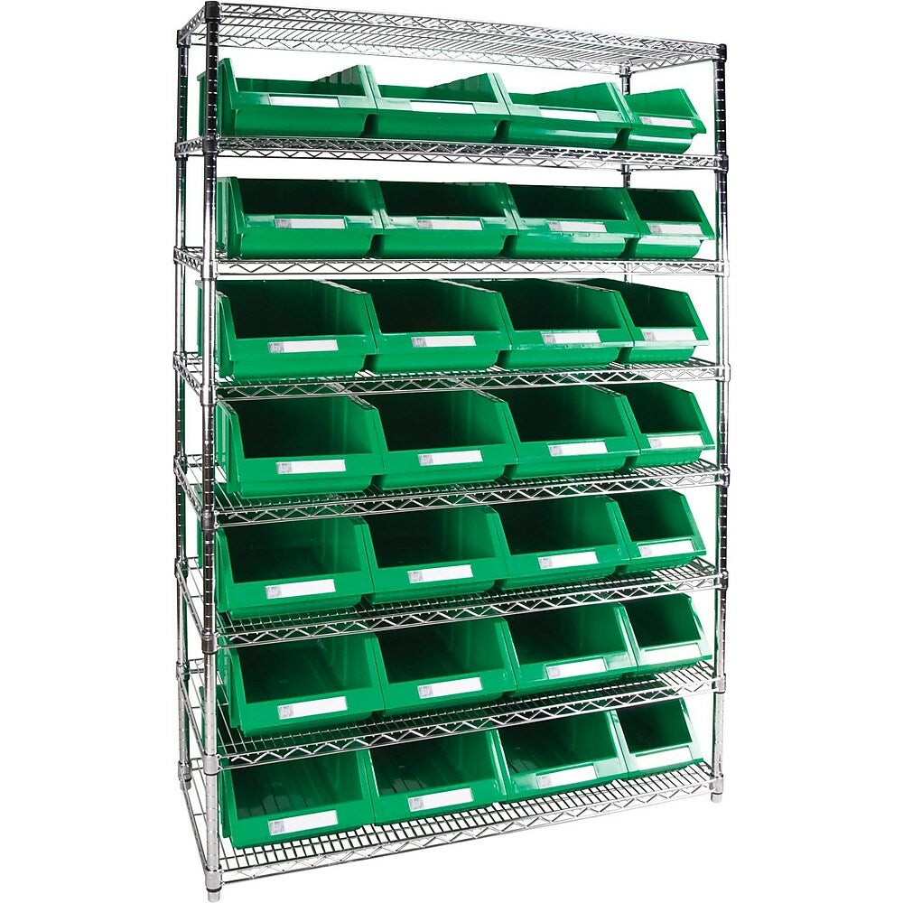 Image of Kleton Heavy-Duty Wire Shelving Units With Storage Bins, 8 Tiers, 48" W x 74" H x 18"D