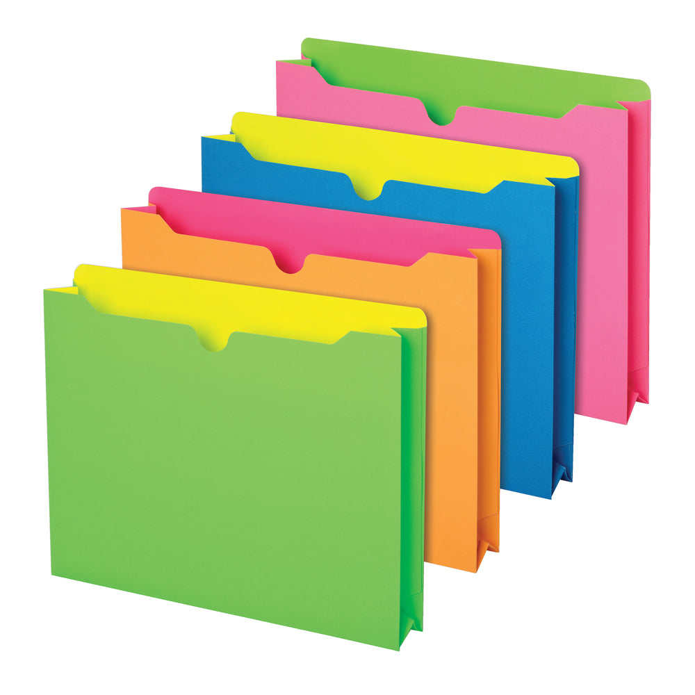 Image of Pendaflex Pendaflex Glow Twisted File Jackets - Letter Size - Assorted Colours - 10 Pack, Multicolour