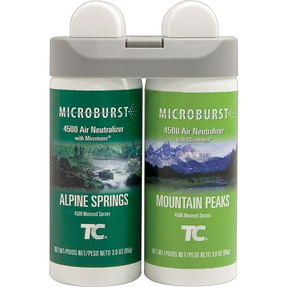 Image of Microburst Duet Air Freshener Refill, Alpine Springs & Mountain Peaks, 4 Pack, Green