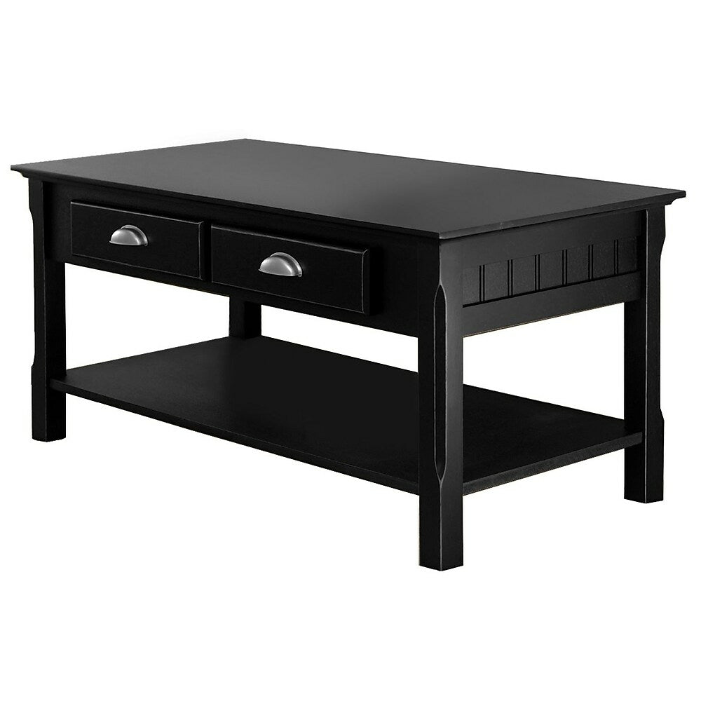 Image of Winsome Timber Coffee Table, Drawers/Shelf, Black