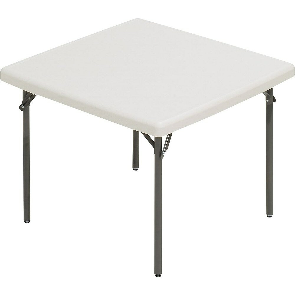 Image of Staples Square Folding Table, 36", Light Grey, Yellow