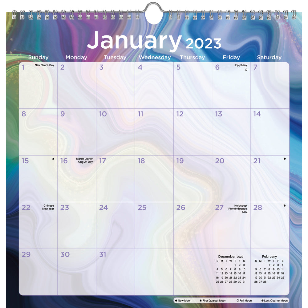 Image of DateWorks 2023 Agate 16-Month Spiral Wall Calendar - 12.00" W x 12.00" H - English