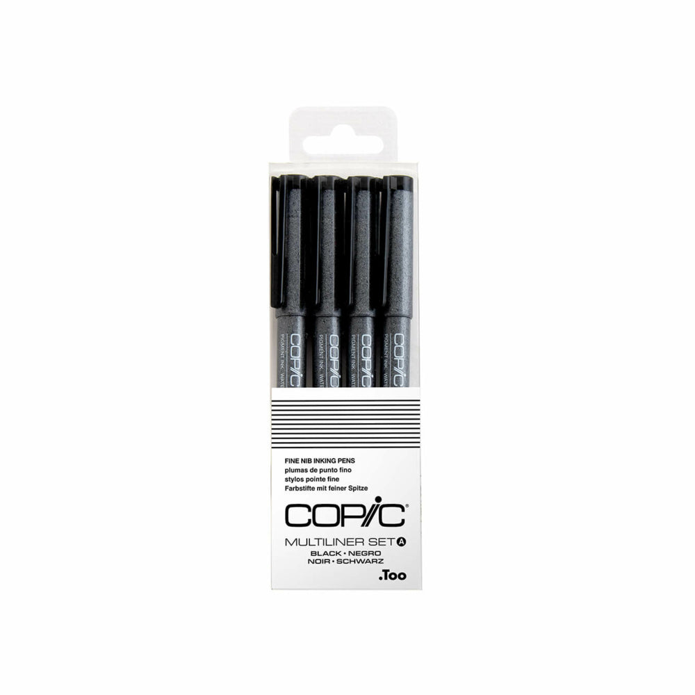 Image of Copic Multiliner Fine Nib Inking Pens - Black Set A - Set of 4