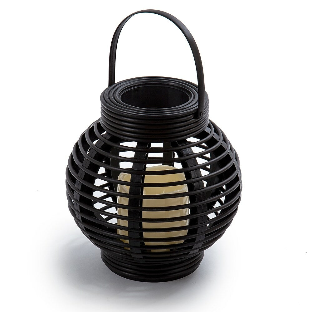 Image of Truu Design Plastic Rattan Lantern, 8.5 x 8.5 inches, Black