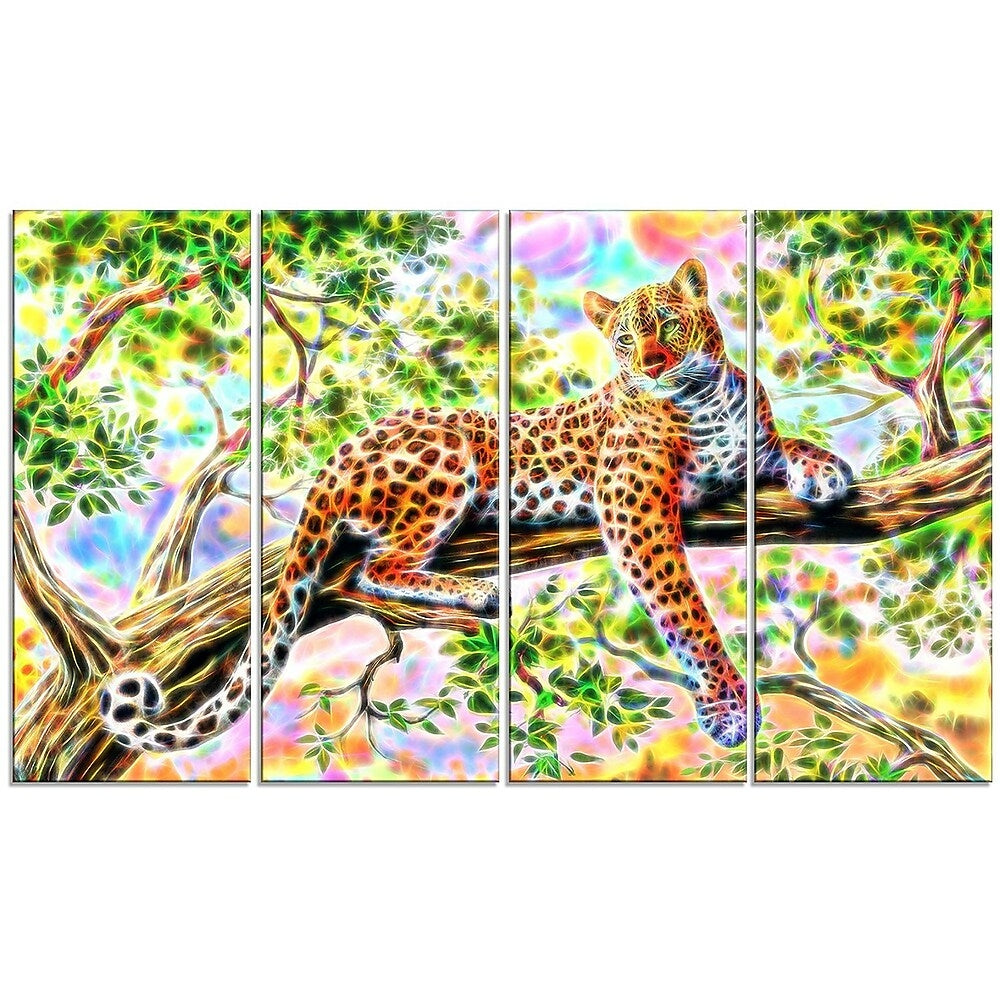 Image of Designart Watchful Cheetah 4-Panel Canvas Art Print, (PT2428-271)