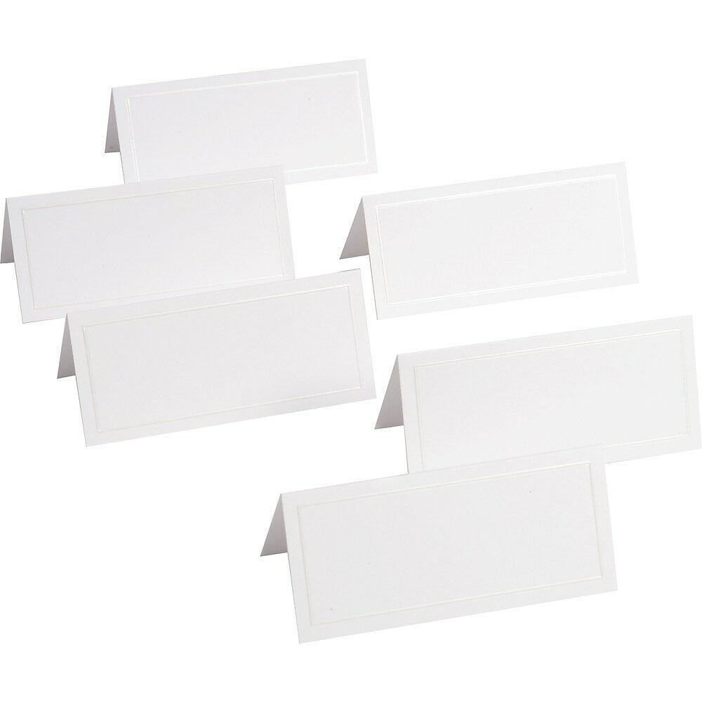 Image of Gartner Studios Placecards, 3-1/4" x 1-5/8", White with White Pearl Border, 48 Pack