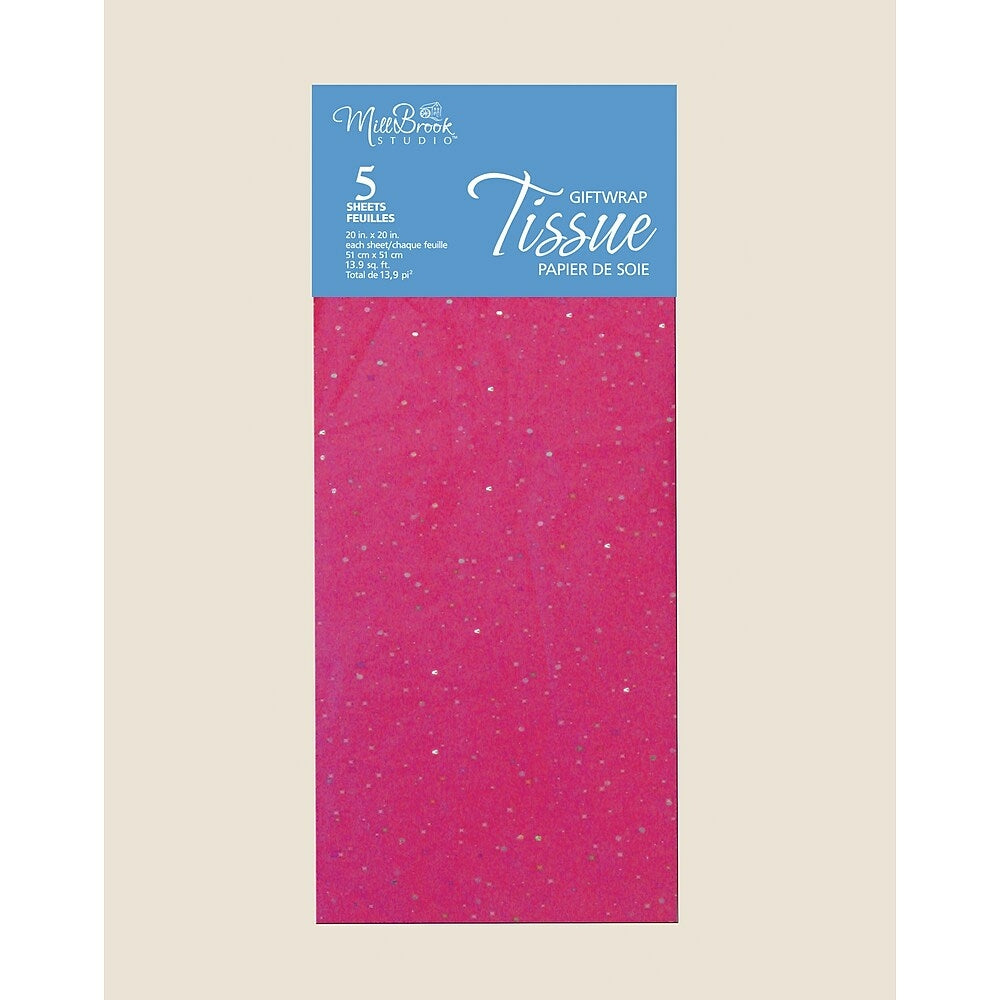 Image of MillBrook Studio Sequin Tissue, Hot Pink, 12 Pack (93060)