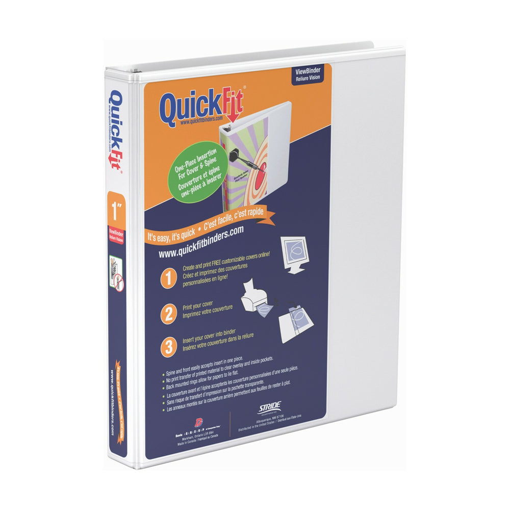 Image of Davis Group QuickFit Round-Ring View Binder, White, 3-Ring, Letter Size, 1"