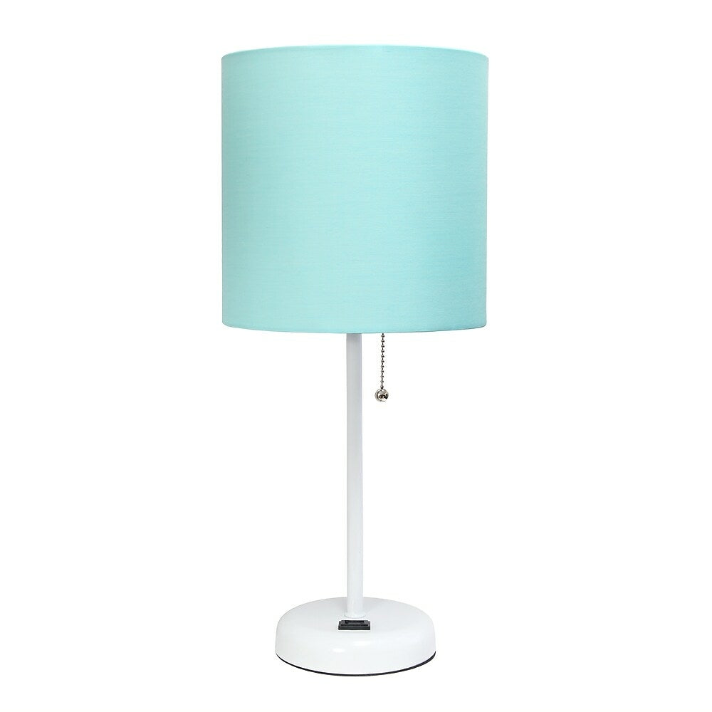 Image of LimeLights Stick Lamp with Charging Outlet, Fabric Shade, White (LT2024-AOW)