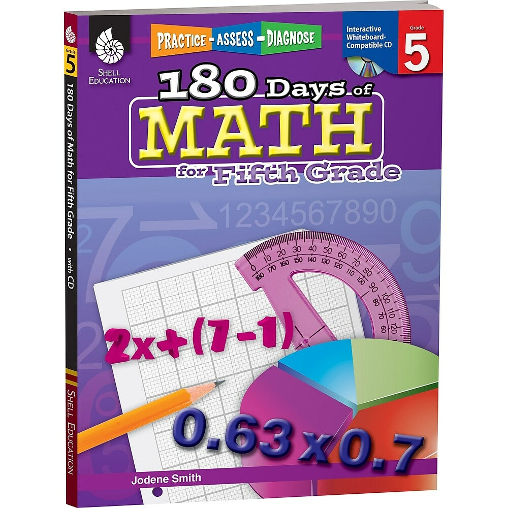 Image of Shell Education Practice, Assess, Diagnose (SEP50808) : 180 Days Of Math Book - Grade 5