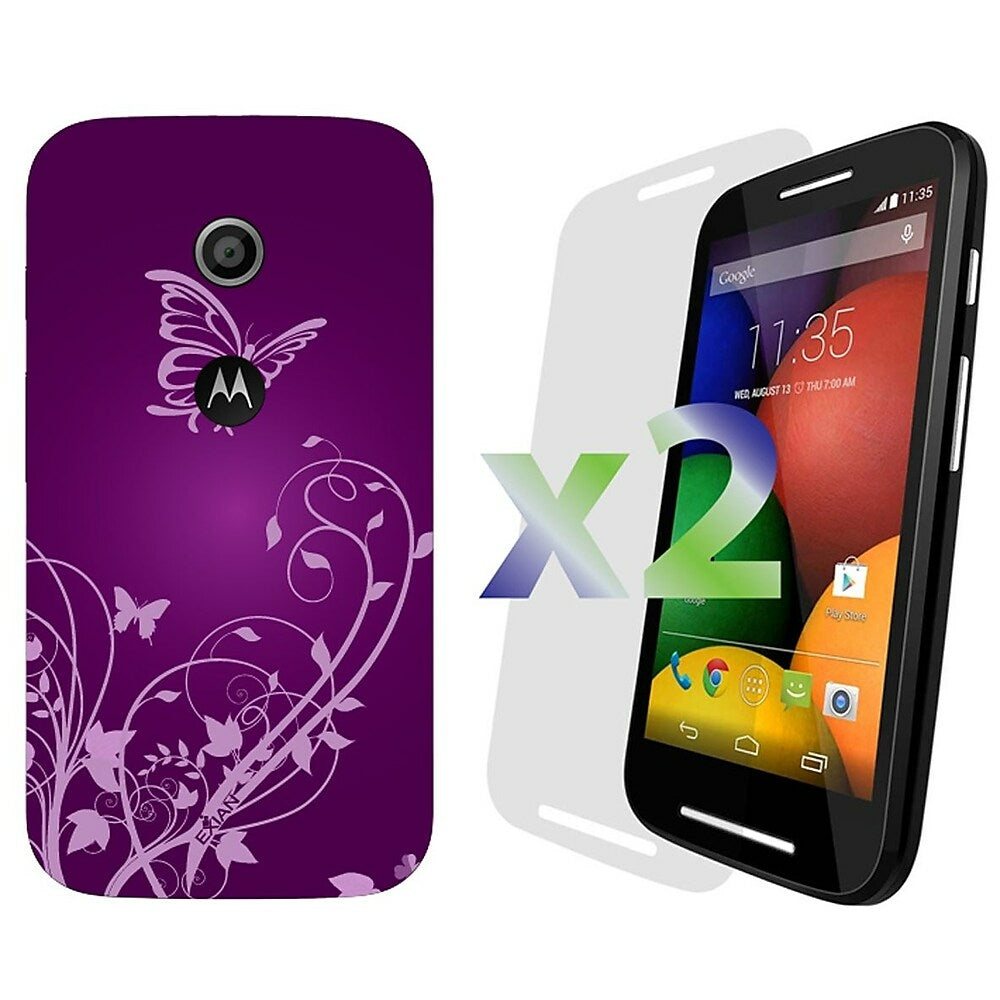 Image of Exian Butterflies and Flowers Case for Moto E - Purple
