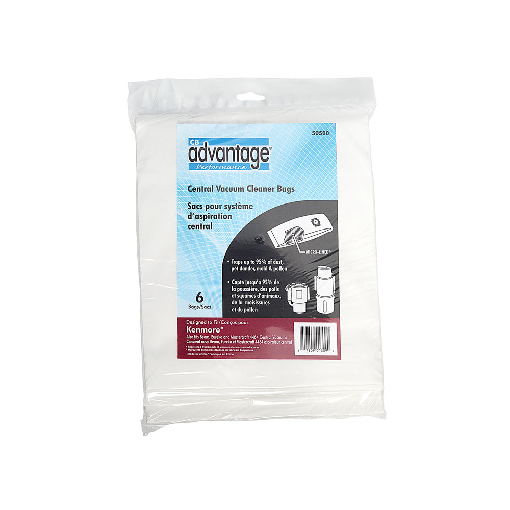 Image of Advantage 50500 Central Vacuum Bags - Fit Beam, Eureka, Kenmore and Mastercraft 4464, 6 Pack