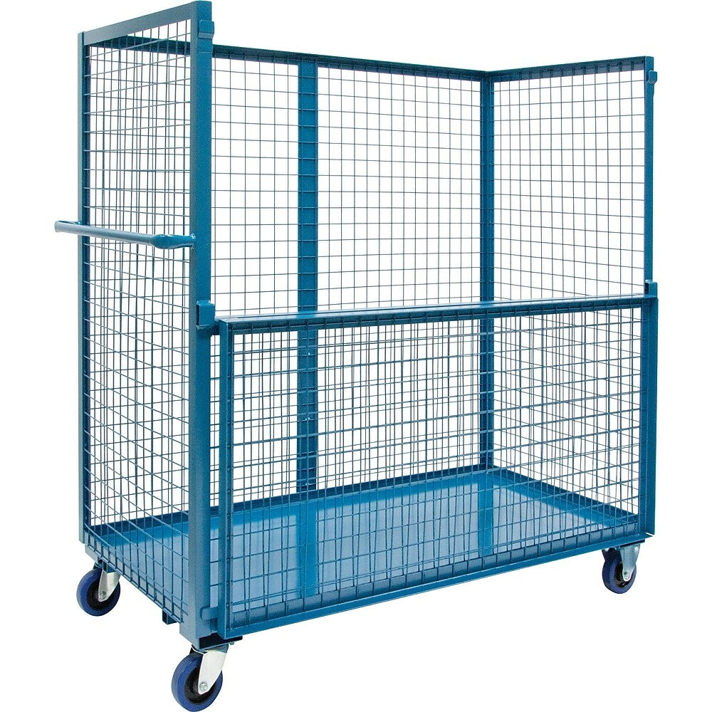 Image of Kleton Wire Mesh Stock Truck, Steel, 24" x 55" x 48", with Drop-Gate, Blue (MO049)