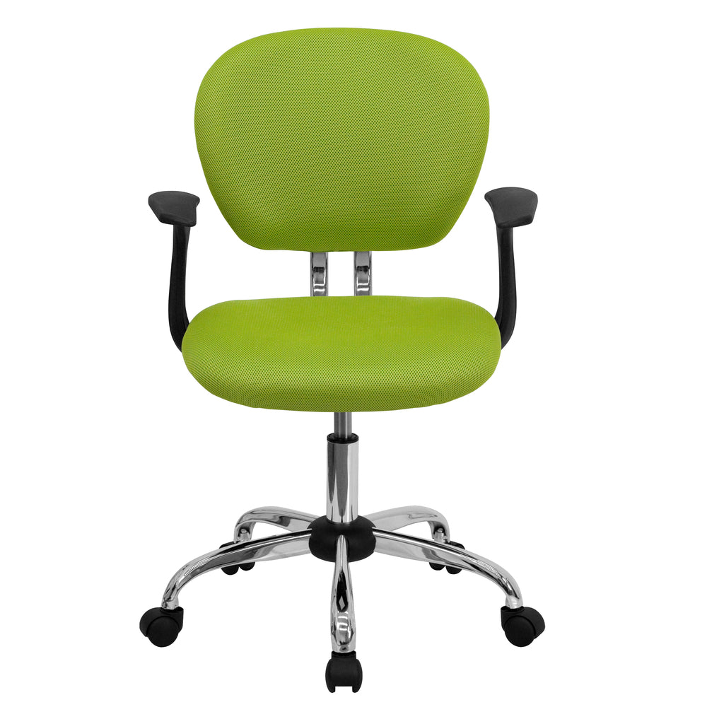 Image of Flash Furniture Mid-Back Mesh Padded Swivel Task Chair with Chrome Base & Arms - Apple Green