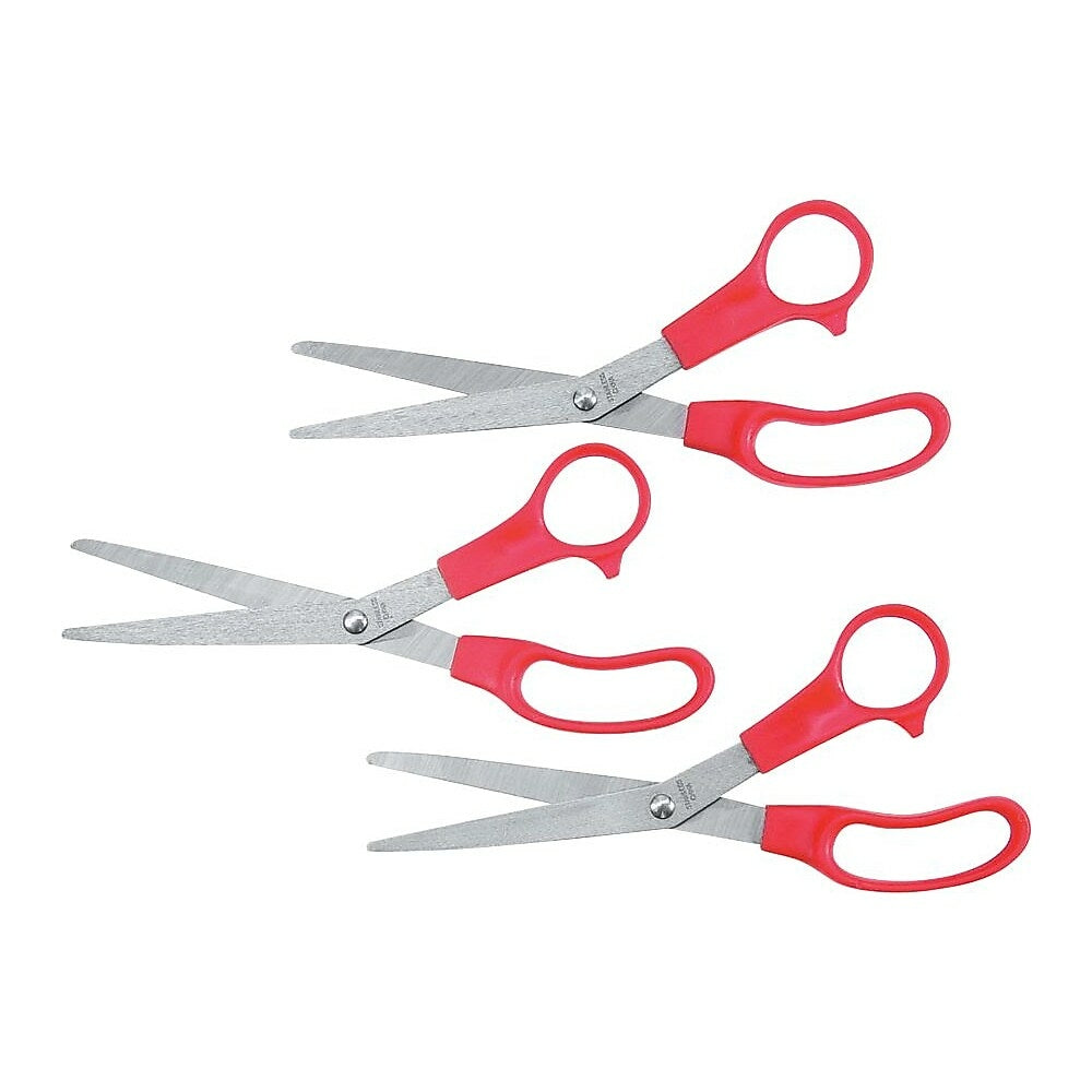 Image of Staples 8" Stainless Steel Multi-Purpose Scissors Value Pack - Red - 3 Pack