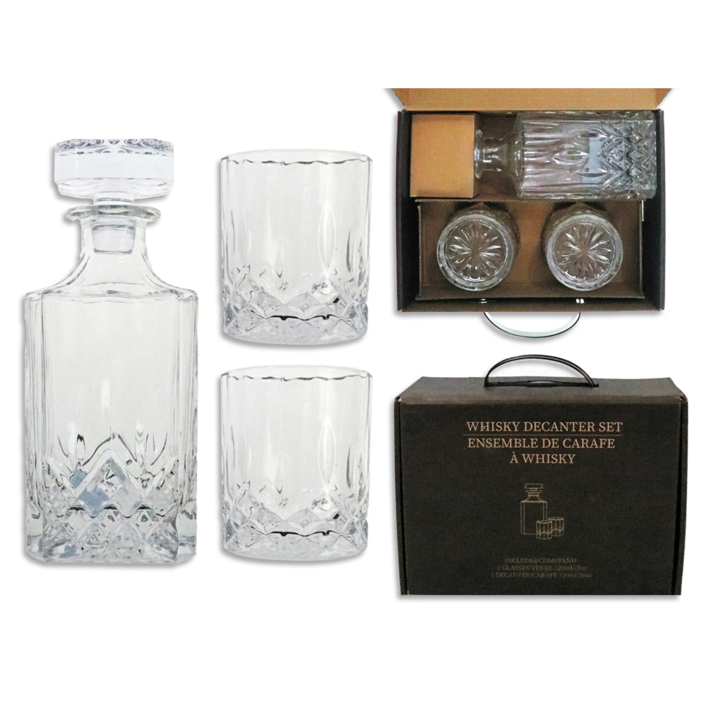 Image of Link Products 3-Piece Whisky/Spirits Decanter with Glasses Set, Titanium_Gray_Colourfamily