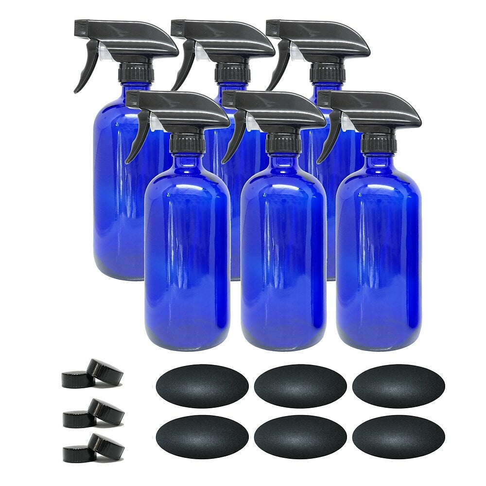 Image of Wamaco Glass 16 Oz Spray Bottles, Blue, 6 Pack