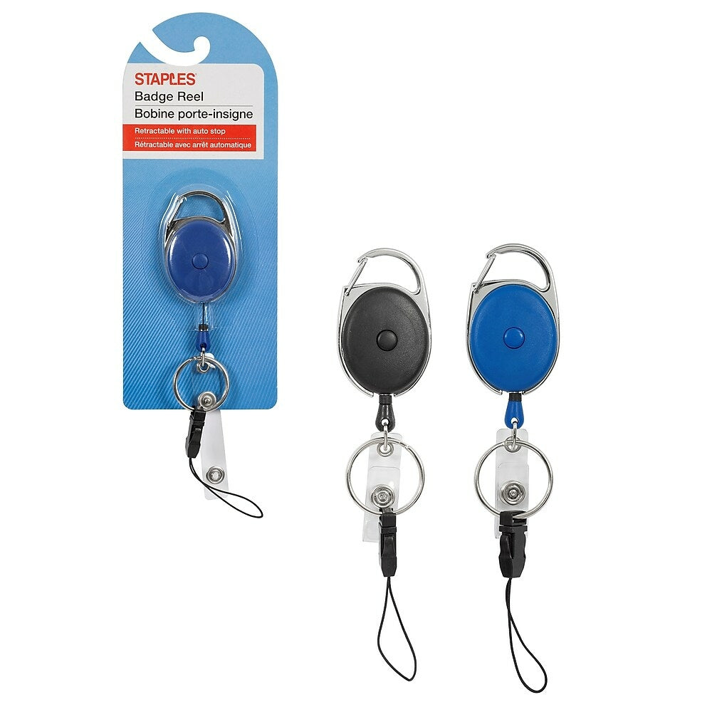 Image of Staples Retractable Carabiner Badge Reel - Assorted Colours