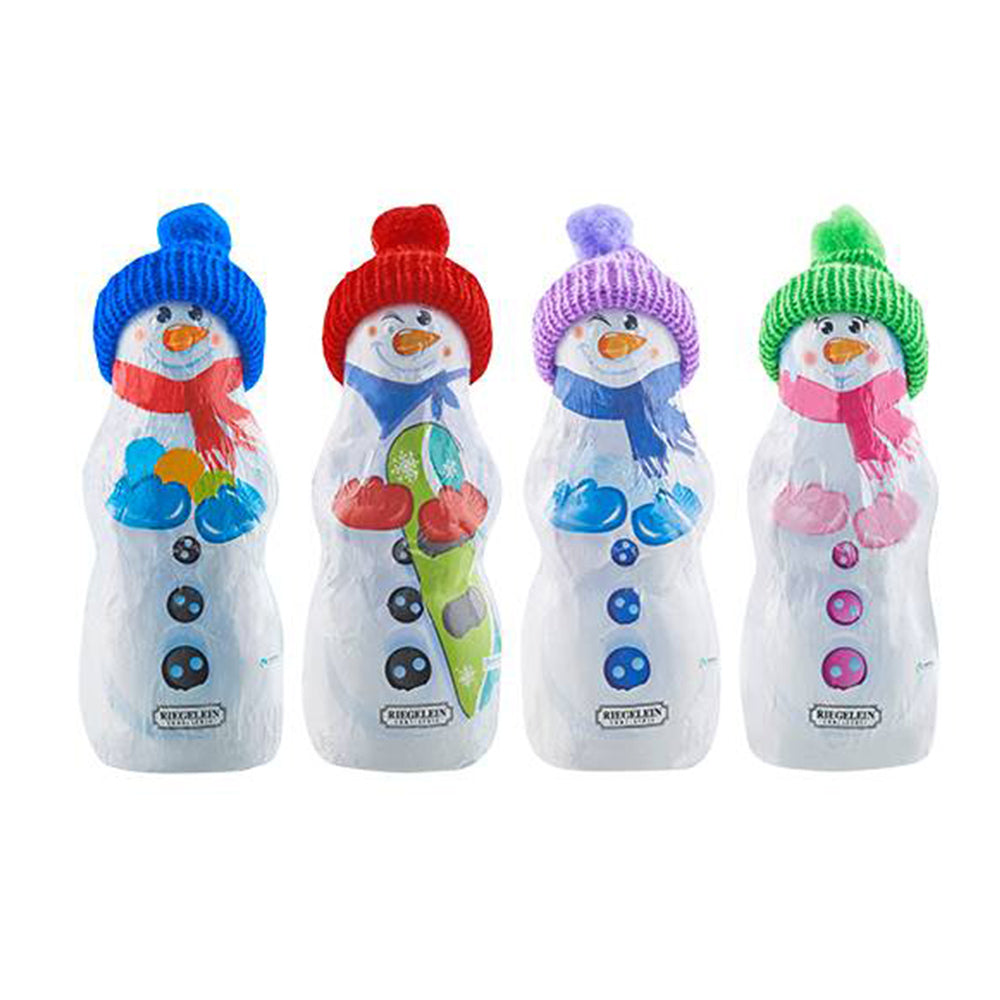 Image of Riegelein Milk Chocolate Snowman with a Real Knitted Hat Assorted - 125g (4 Pack)