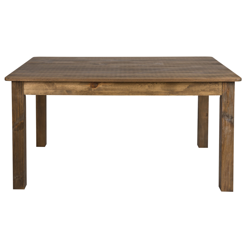 Image of Flash Furniture 60" x 38" Rectangular Antique Rustic Solid Pine Farm Dining Table, Brown