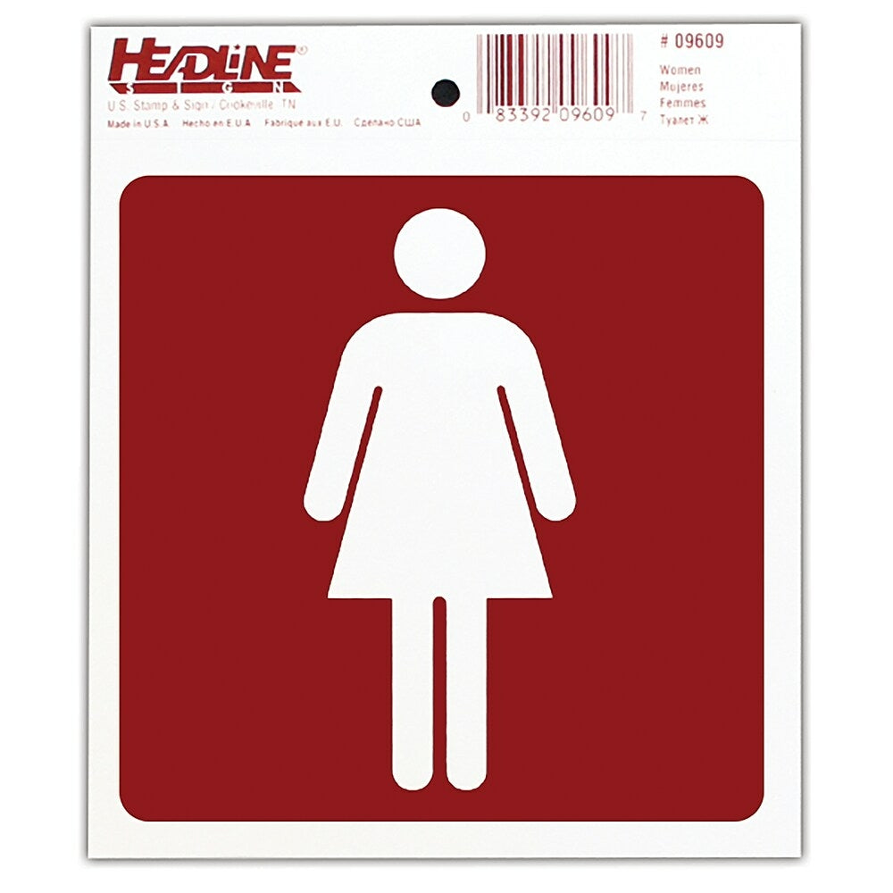 Image of Headline 6" x 6" Self Adhesive Women Restroom Sign (9609)