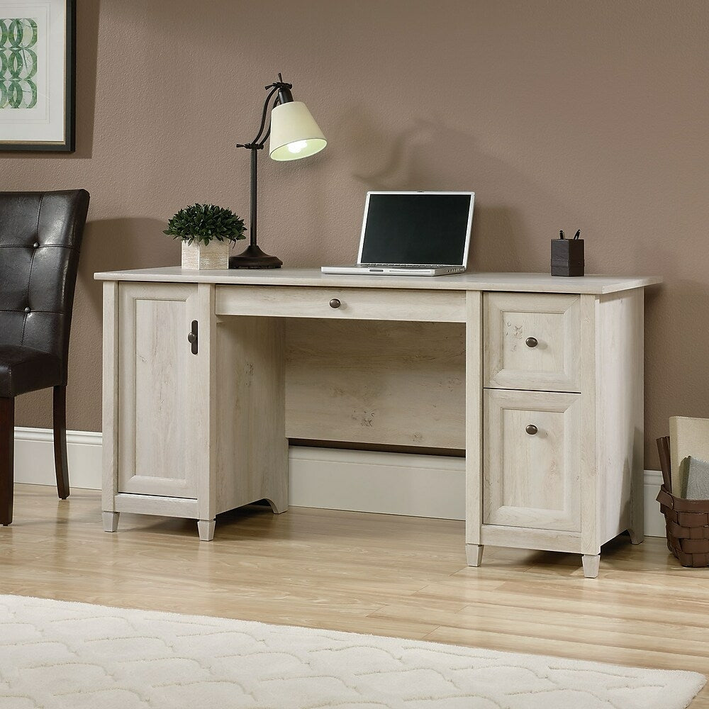 Image of Sauder Edge Water Computer Desk, Chalked Chestnut, White