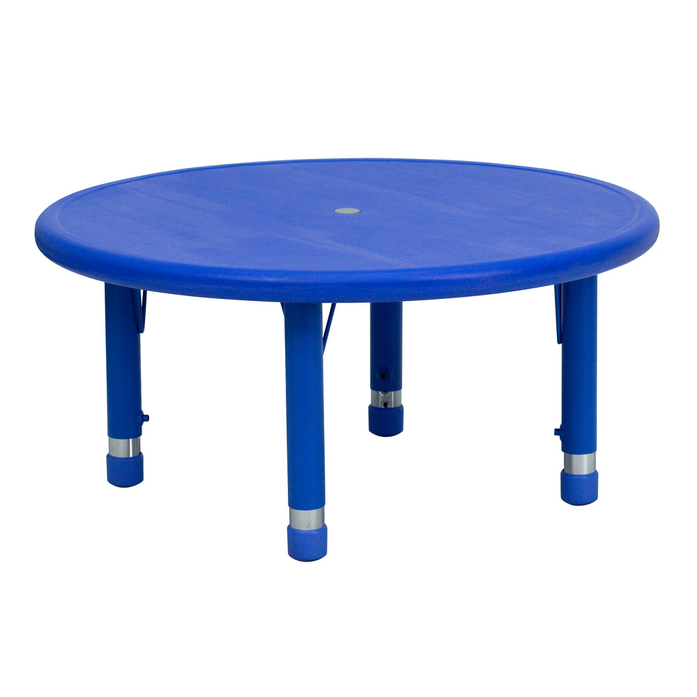 Image of Flash Furniture 33" Round Blue Plastic Height Adjustable Activity Table