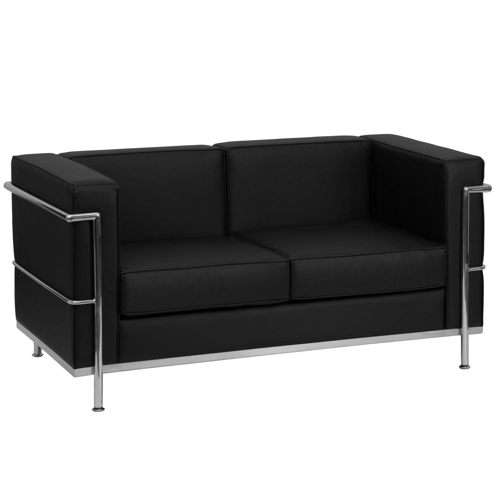 Image of Flash Furniture HERCULES Regal Series Contemporary Black LeatherSoft Loveseat with Encasing Frame