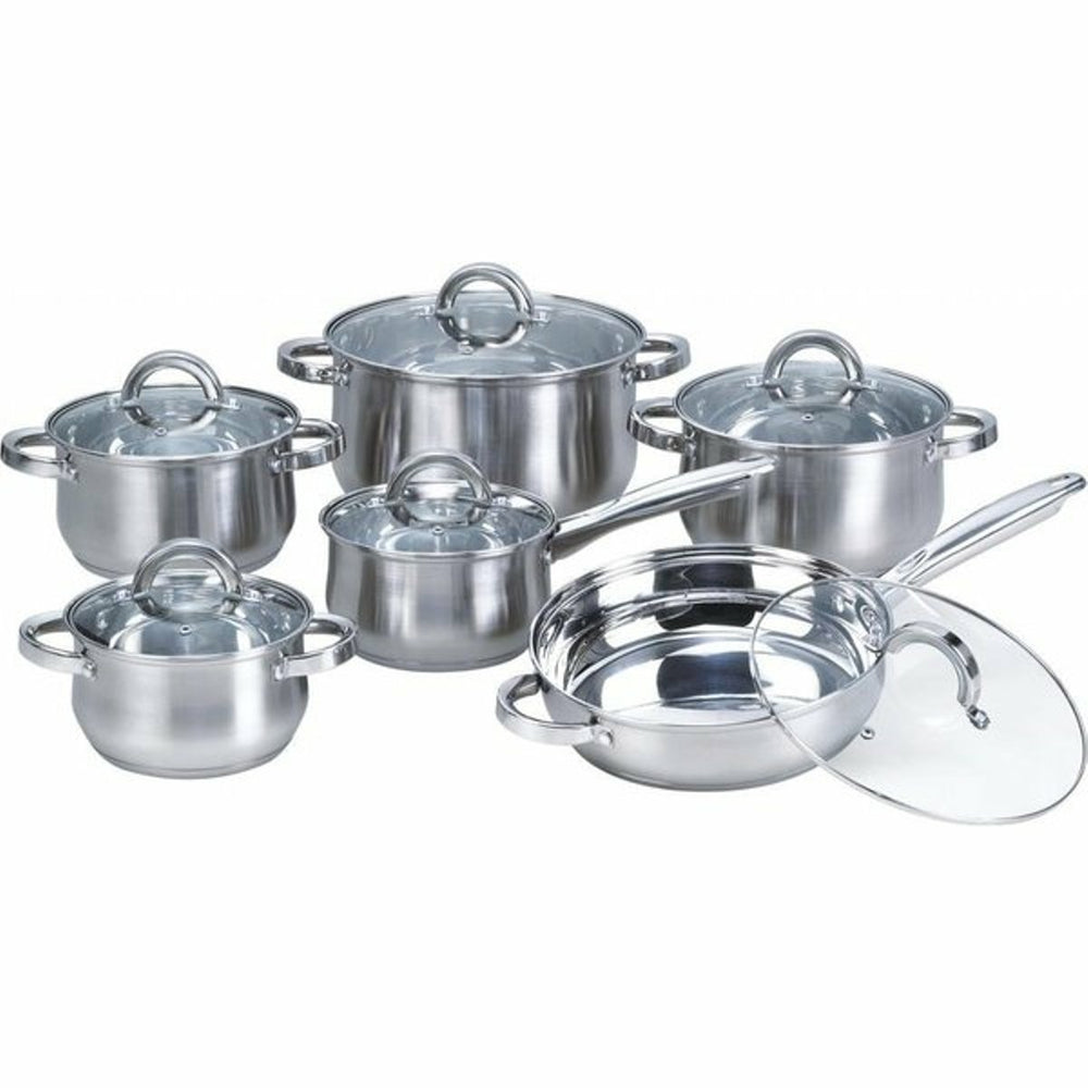 Image of Heim Concept Stainless Steel Cookware Sets with Glass Lid - 12 Pack