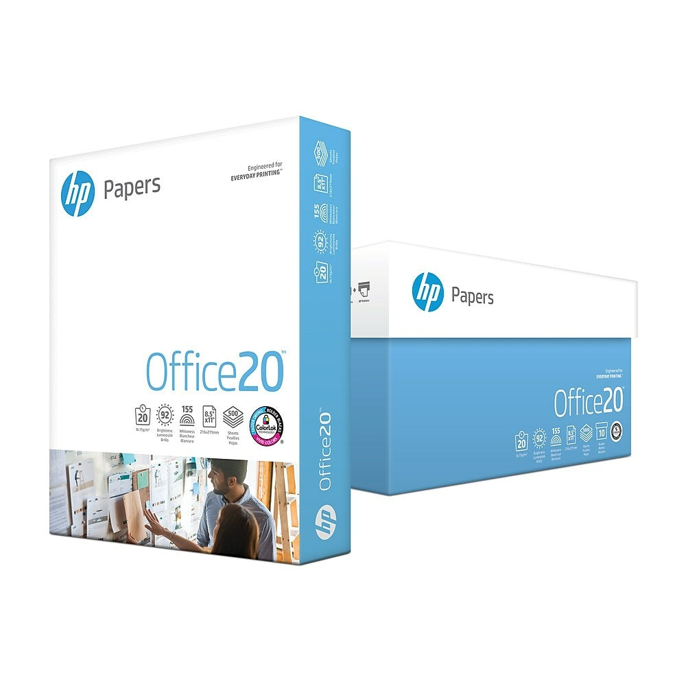 Image of HP Office Copy Paper, 20 lb., 8-1/2" x 11", 5000 Sheets, White